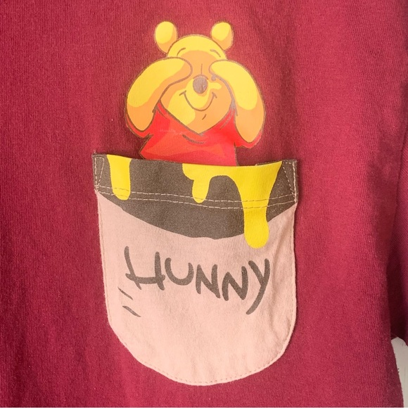 Disney Pooh (Large) T-Shirt, Short Sleeve, Maroon either Pooh on pocket - Picture 5 of 6